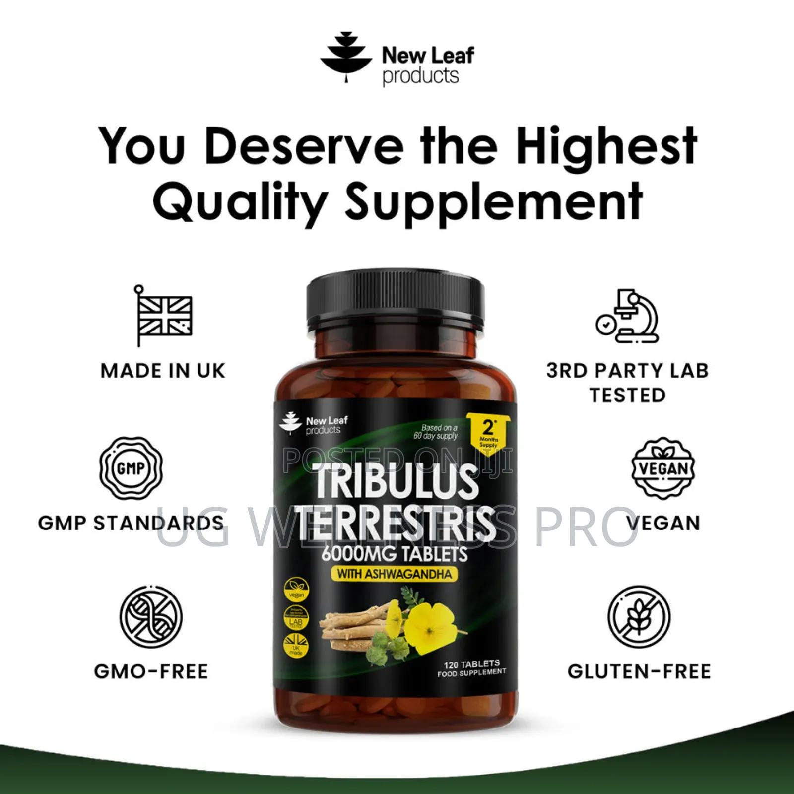 New Leaf Tribulus Terrestris With Ashwagandha Tablets
2 Month Supply