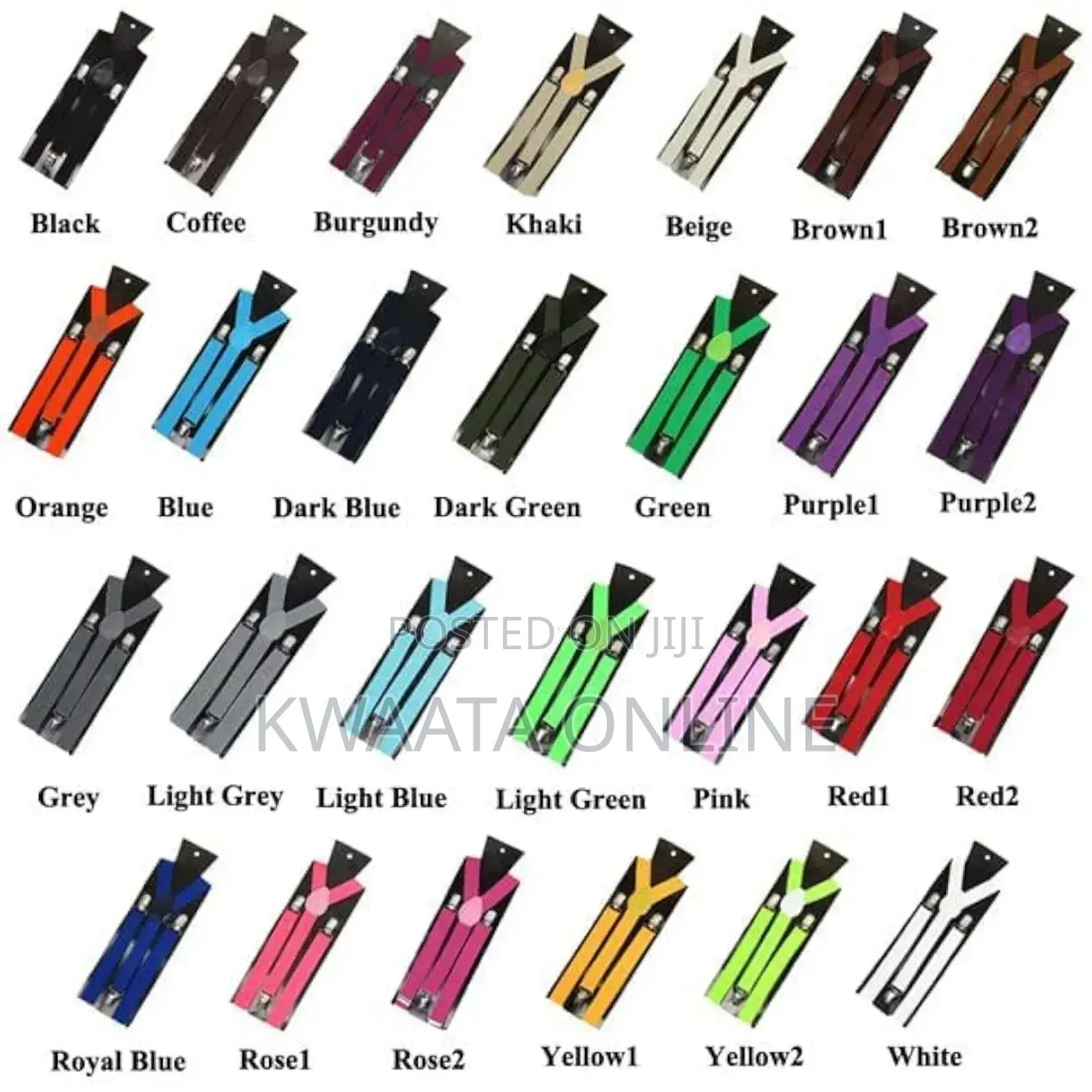 Men's Solid Design Y Back Style Clip on 3cm Strap Width