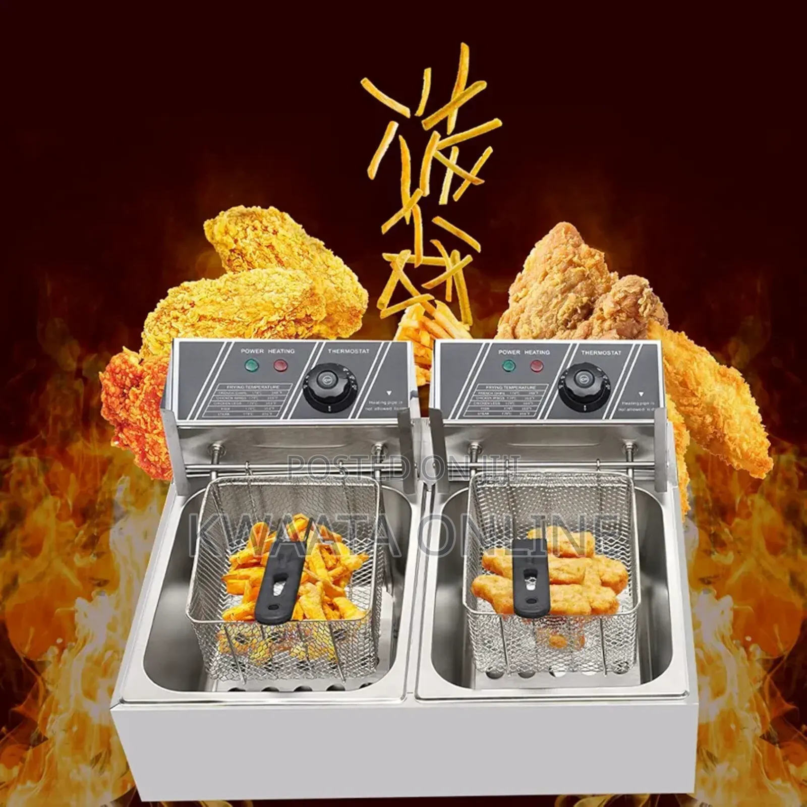 Nima 12l Stainless Steel Double Deep Fryer - Silver