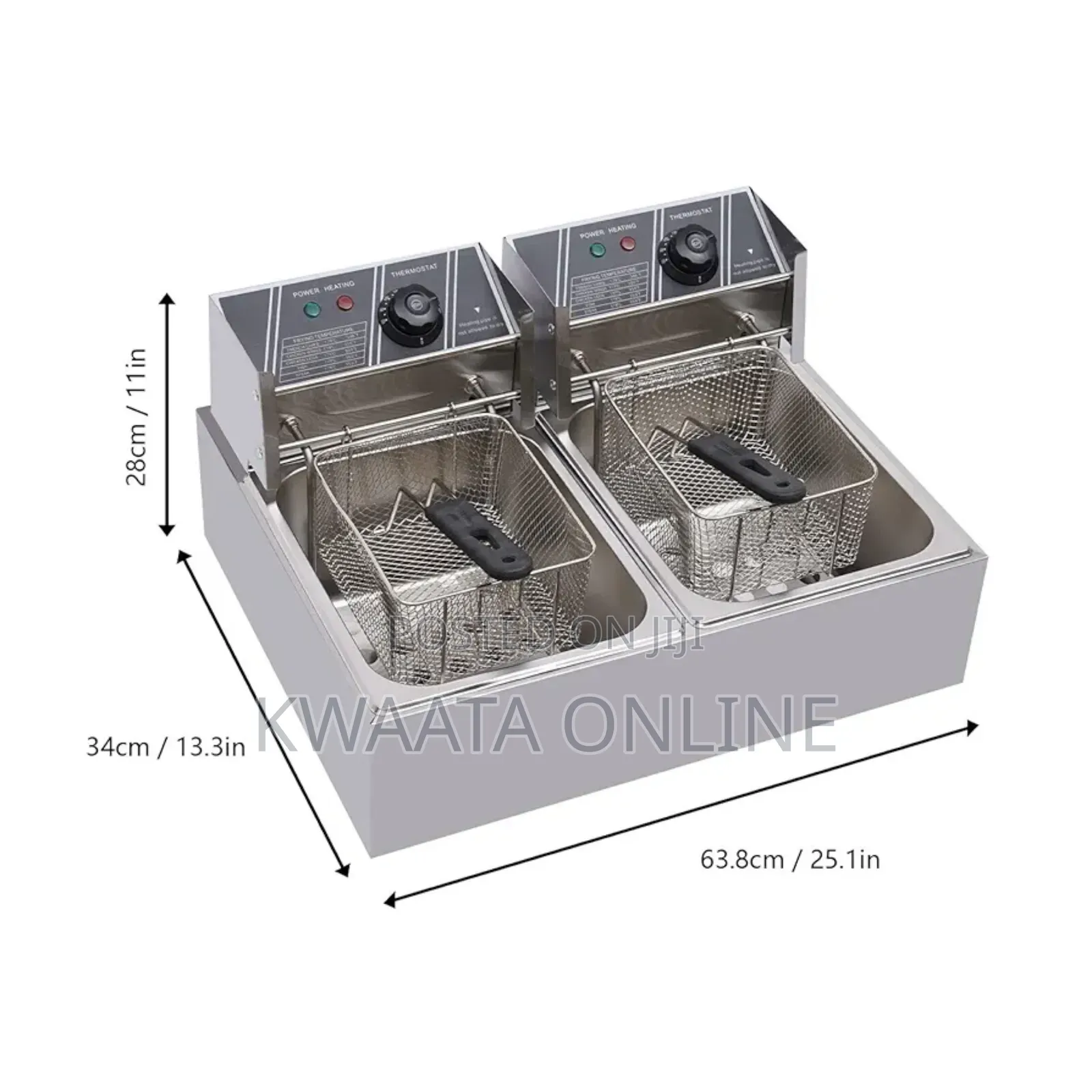 Nima 12l Stainless Steel Double Deep Fryer - Silver
