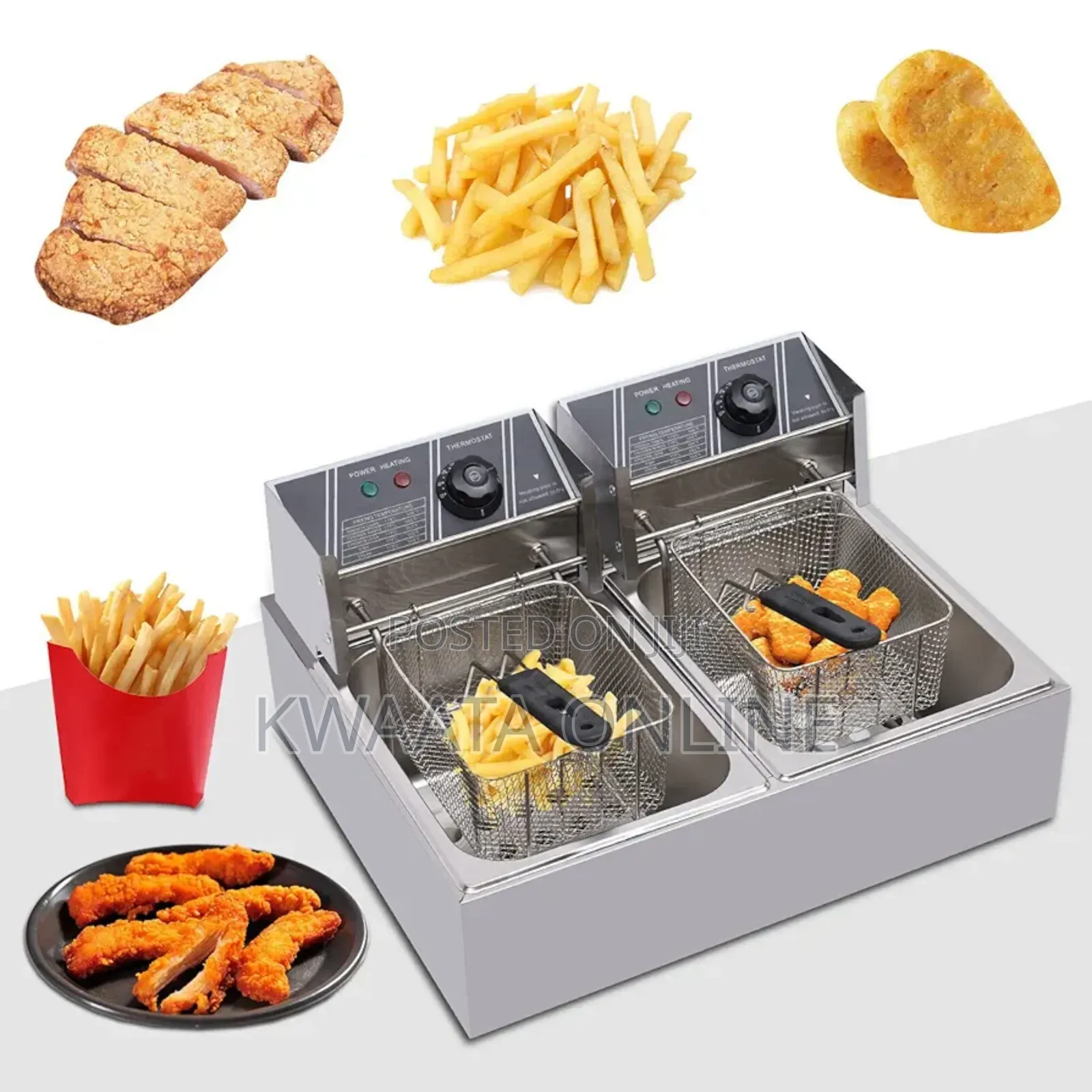 Nima 12l Stainless Steel Double Deep Fryer - Silver