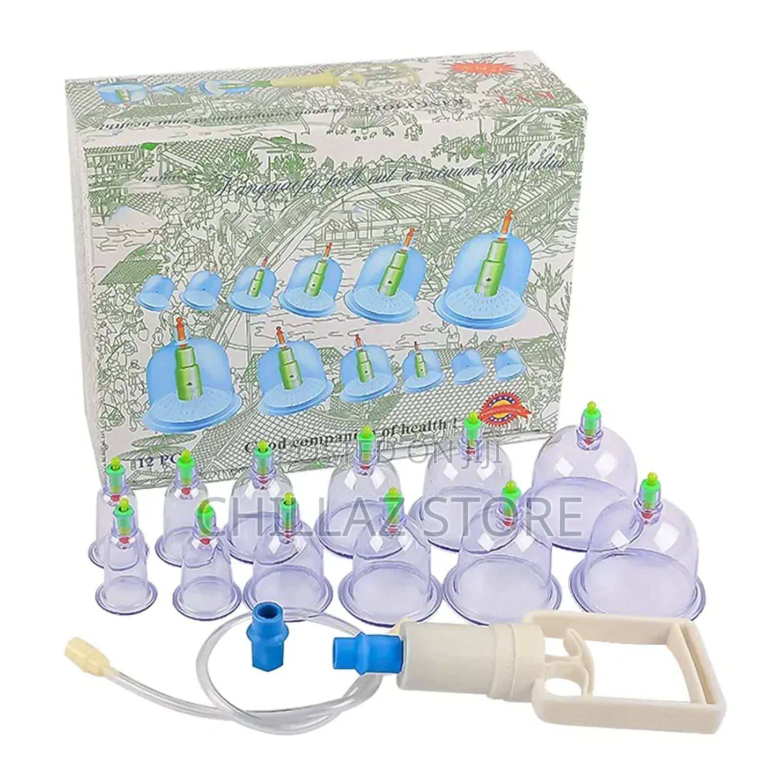 12 Cup Vacuum Cupping Therapy Sets, With Pumping Handle,