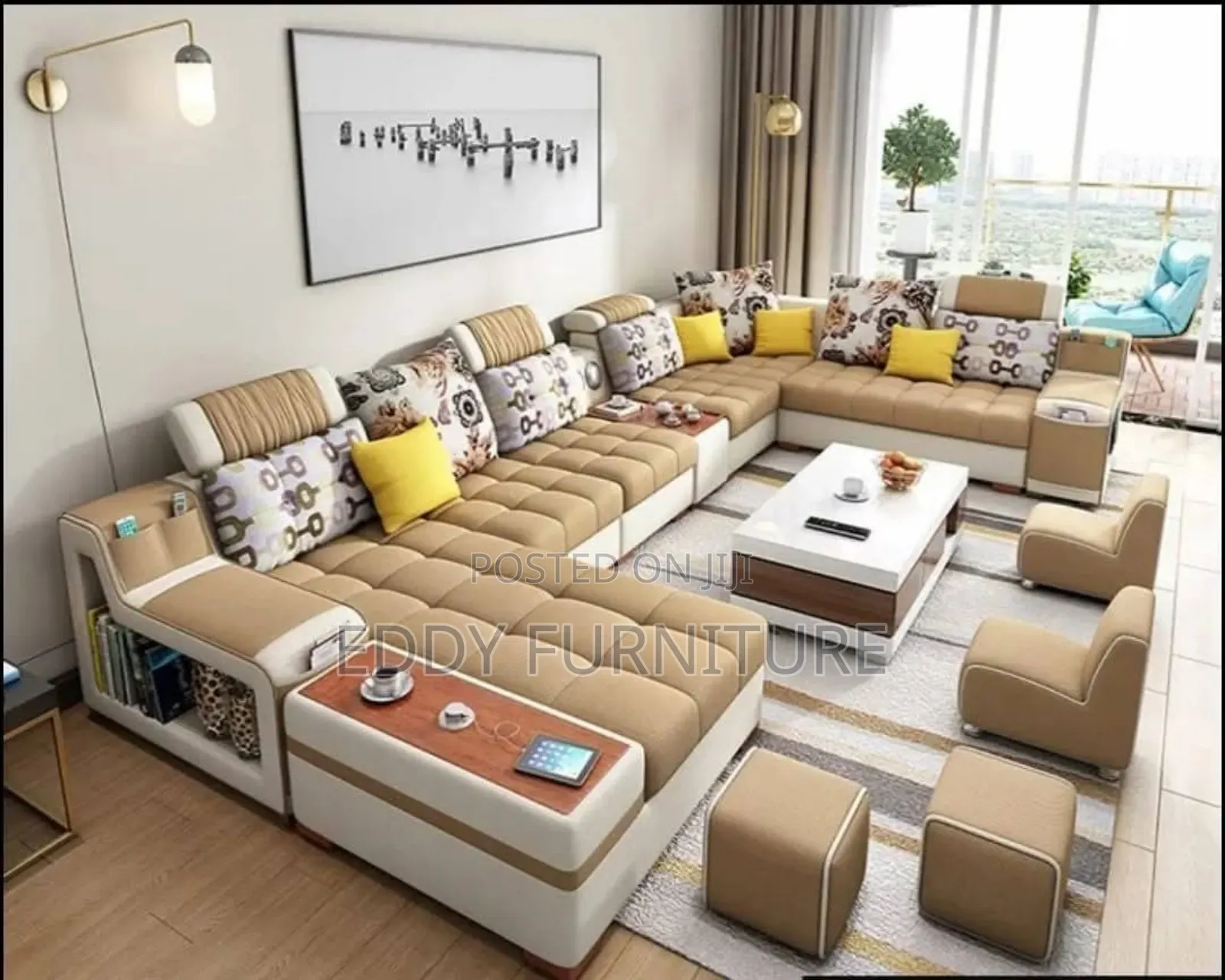 Cream U Shape Sofa