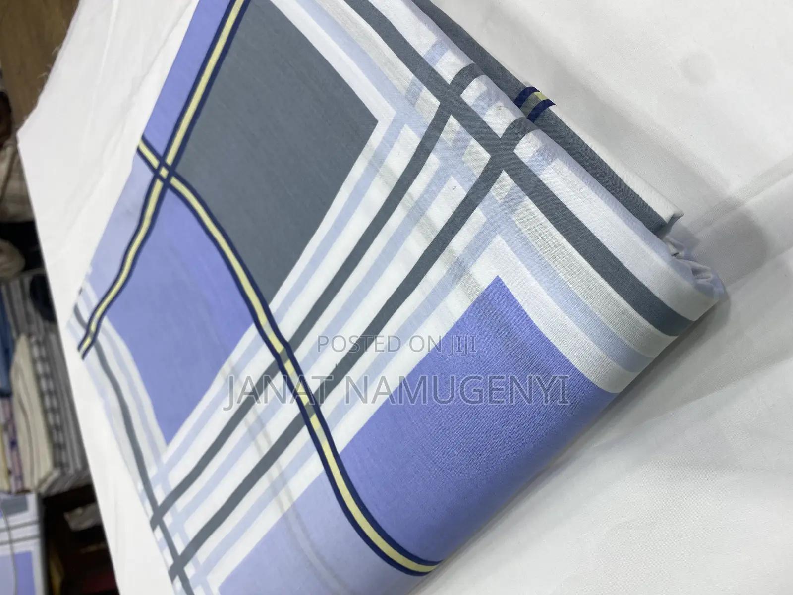 Blue Gray Checked Cotton Bedsheets