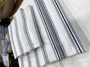 White Navy Blue Lined Design Cotton Bedsheets
