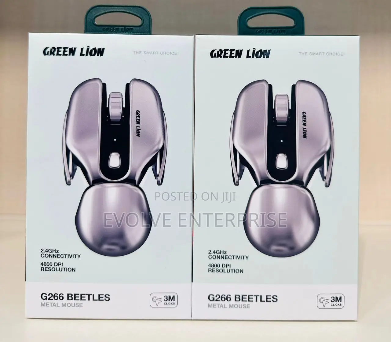 Green Lion G266 Beetles Metal Mouse - Gray