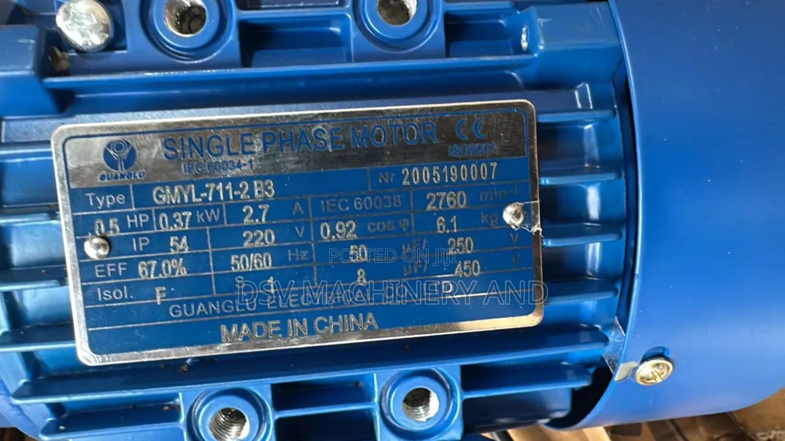 0.5hp Motor/0.37 Kw