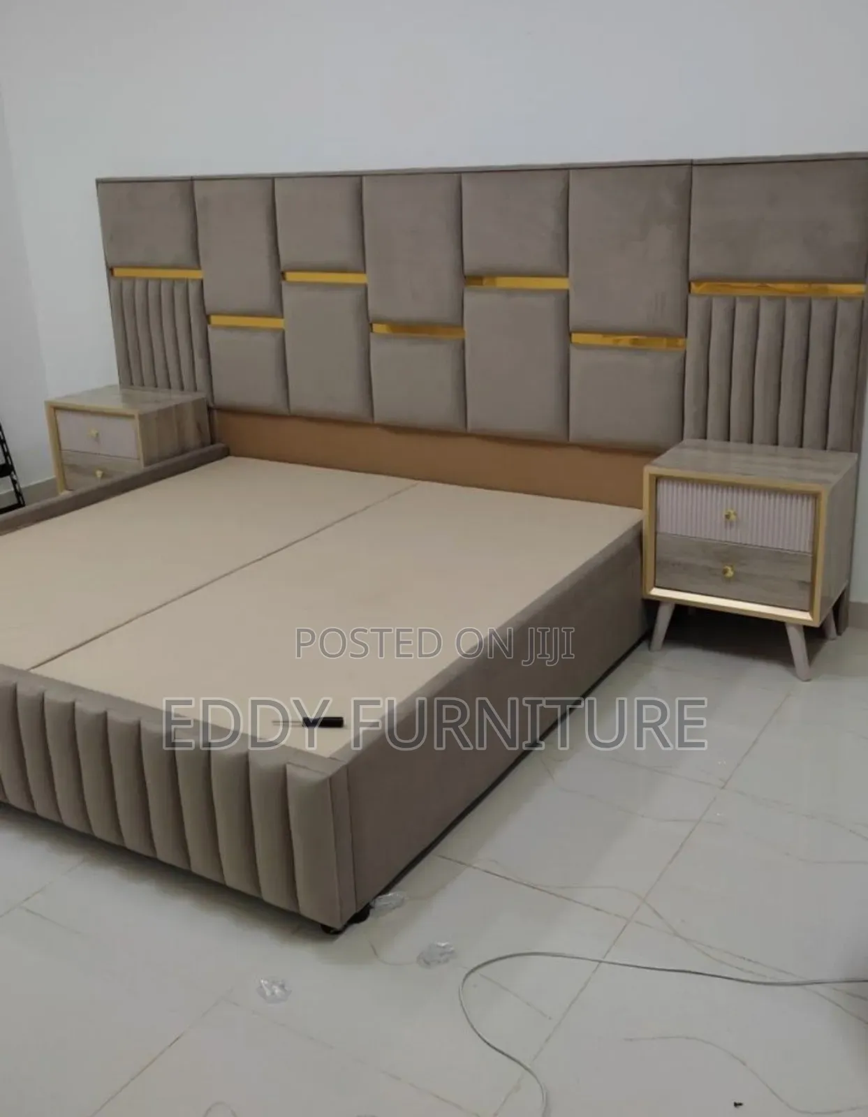 Gold Bed With Bed Side