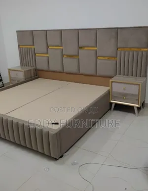 Gold Bed With Bed Side