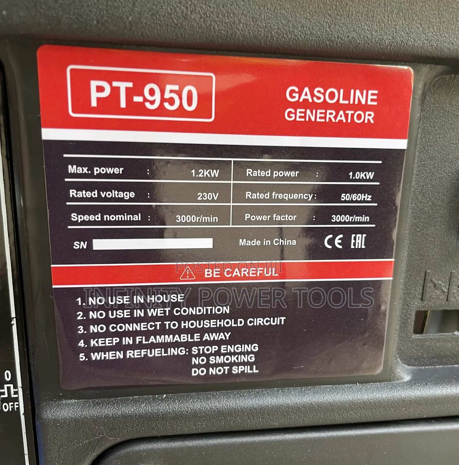 Gasoline Generator Pt-950
