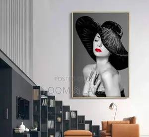 70x90cm Frameless Canvas Painting Woman With Red Lips Wall Art