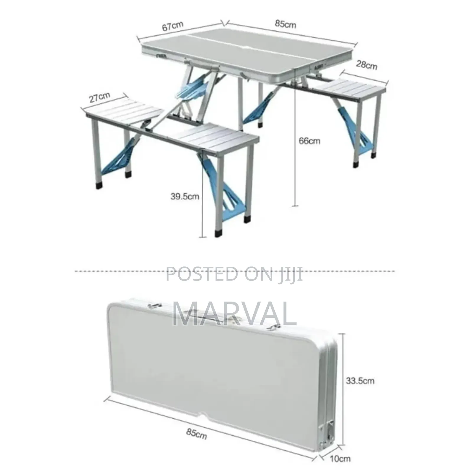 Portable, Foldable Picnic Table With Integrated Seating