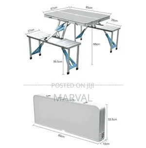 Portable, Foldable Picnic Table With Integrated Seating