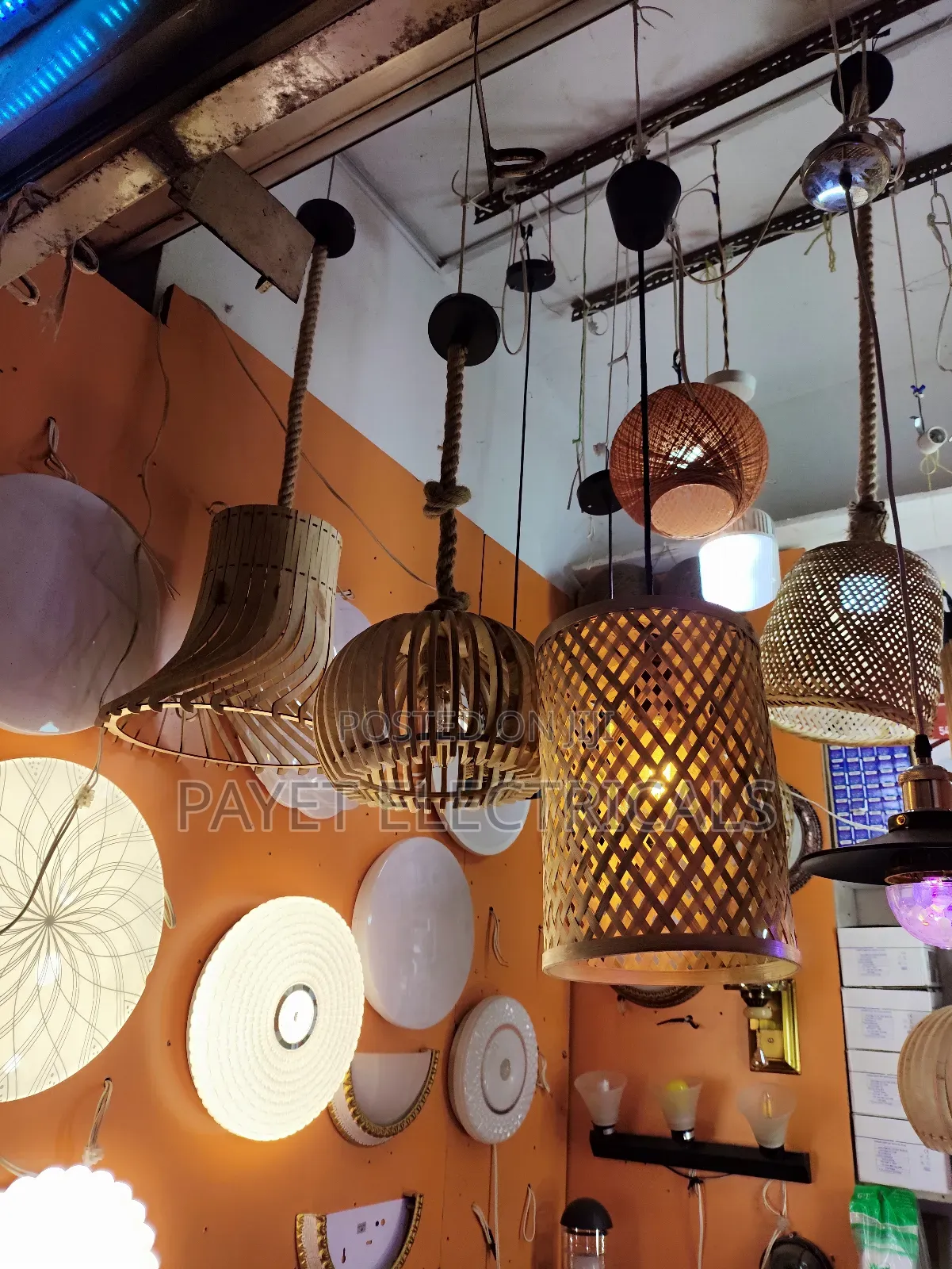 Hand Made Bamboo Hanging Lamp Holder