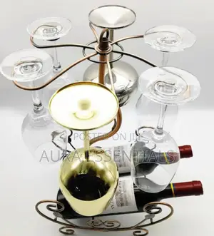 Unique 2 Bottle 6 Wine Glass Rack Storage Organizer Holder