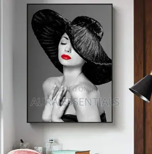 70x90cm Frameless Canvas Painting Woman With Red Lips Wall Art