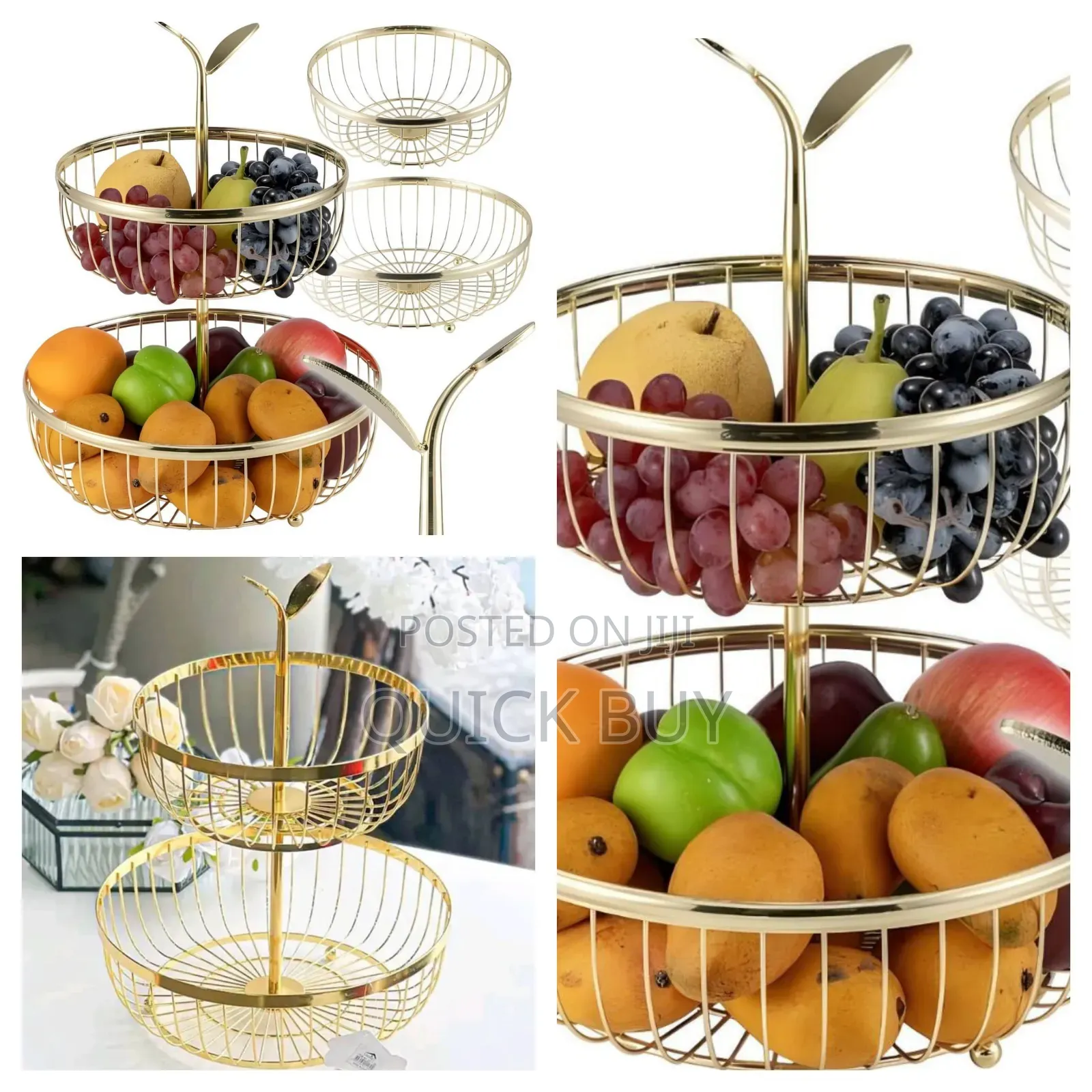Quality Durable New 2- Tier Metal Fruit Bowl