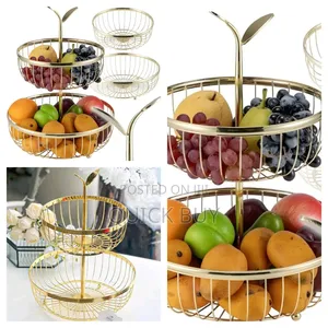 Quality Durable New 2- Tier Metal Fruit Bowl