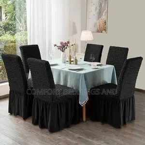 Six Seater Dining Chair Covers Black
