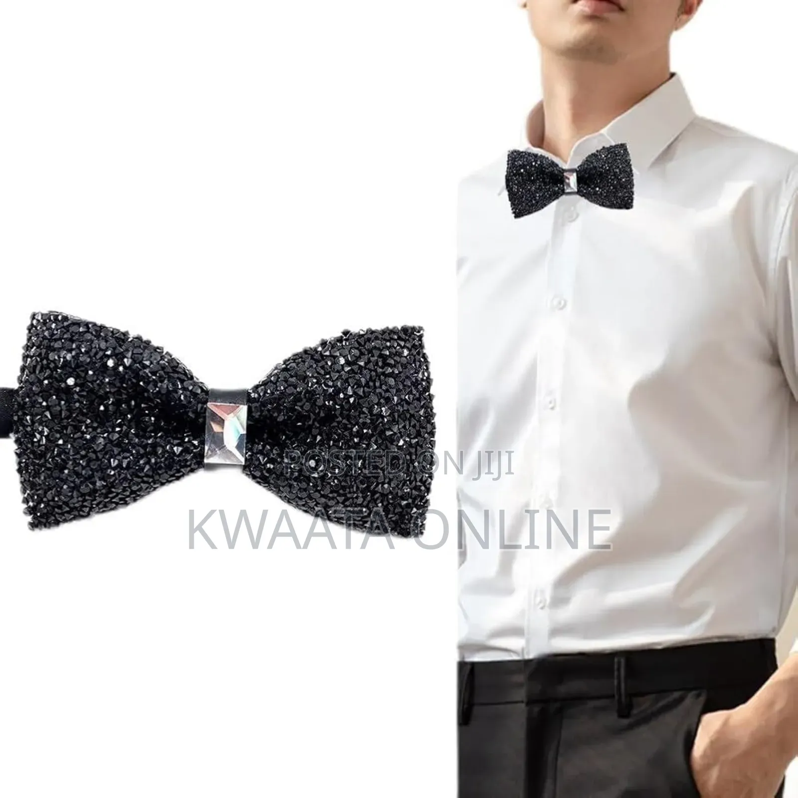 Men's Pre-Tied Diamond Bow Tie Formal Suit Tuxedo Gift