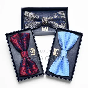 Mens Adjusted Pretied Bowtie Vintage Geometric Neckwear