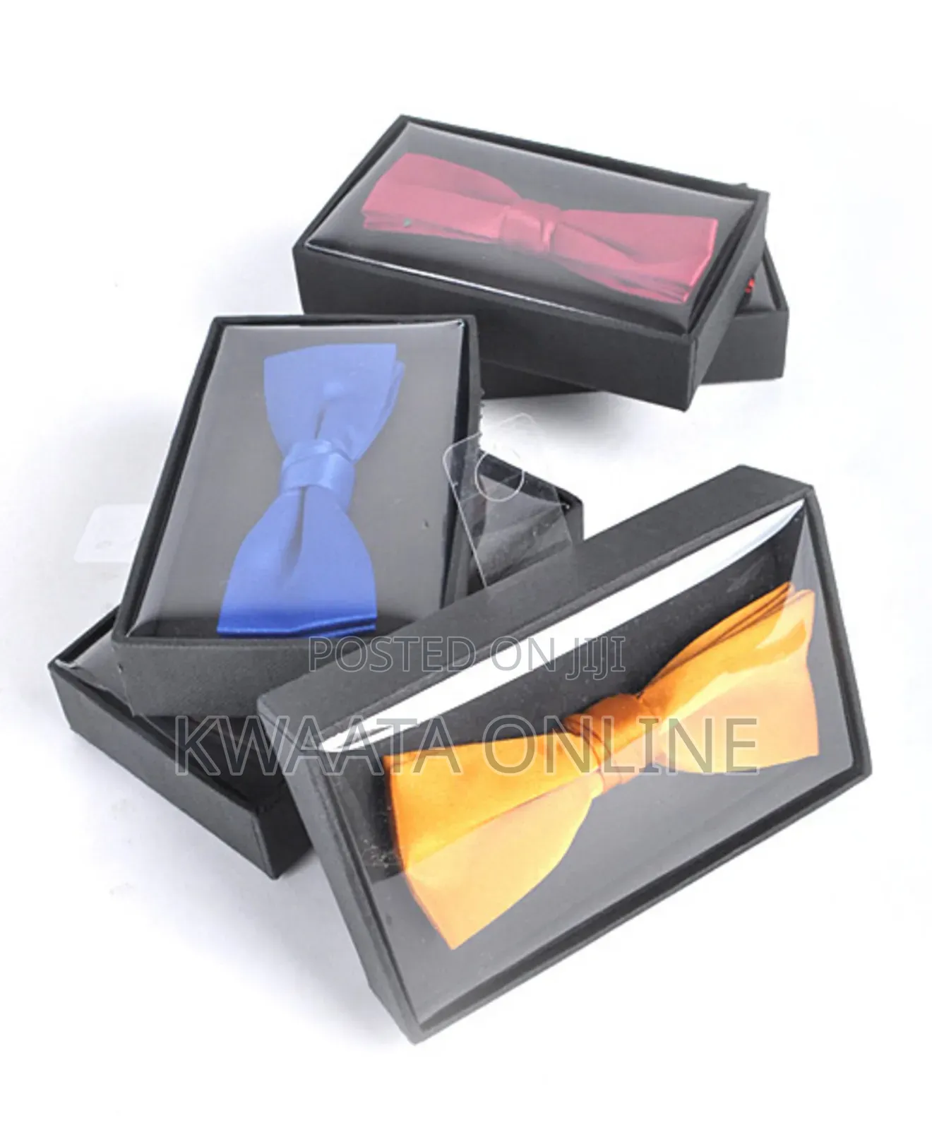 Mens Bow Tie And Pocket Square Cufflink Set With Gift Box