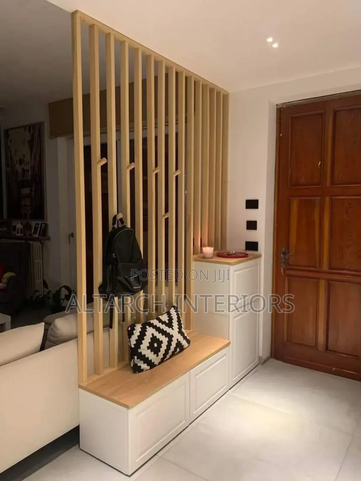 Well Furnished White and Brown Room Divider
