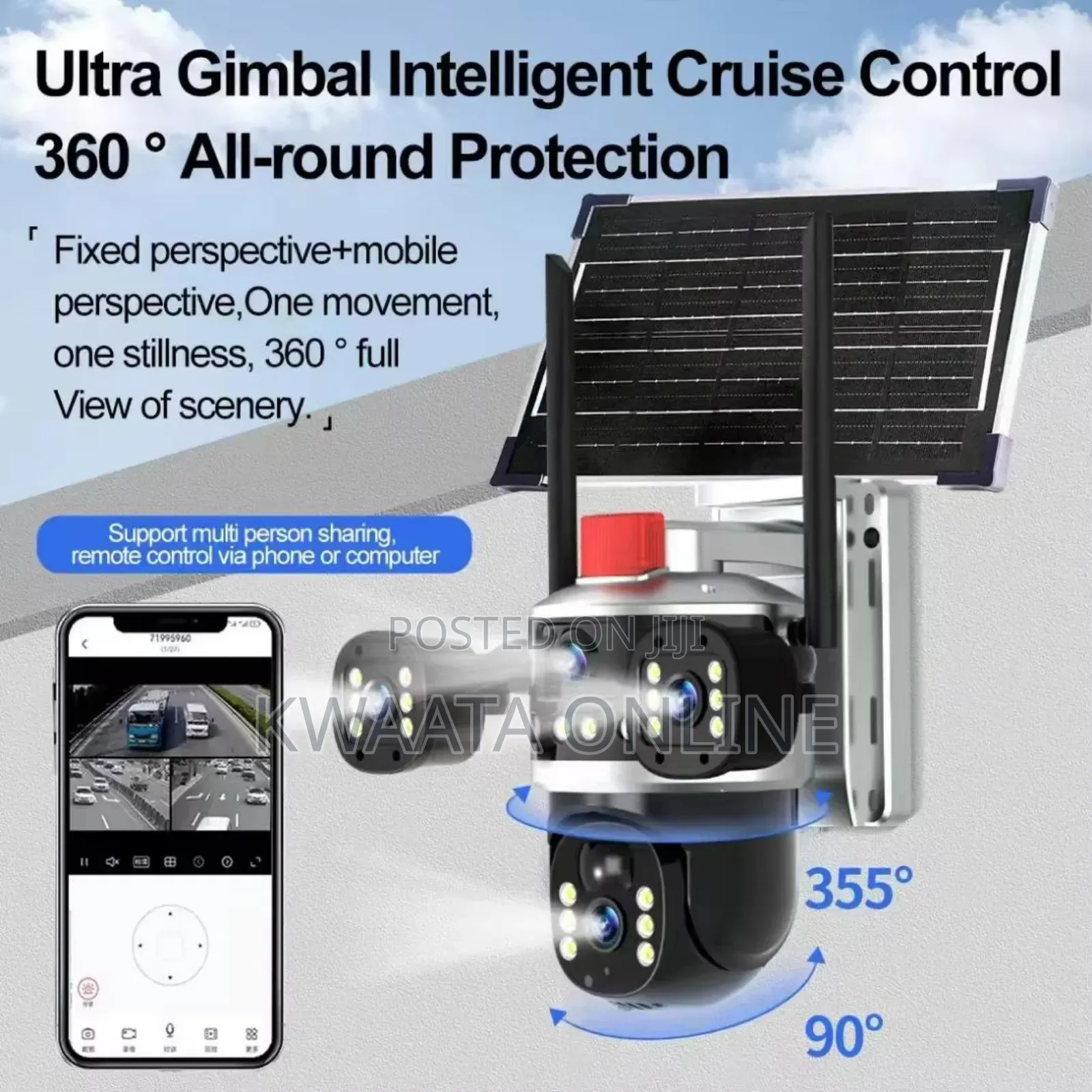 5g Ai Triple Screen Solar Security Wifi Camera CCTV With Sim Card