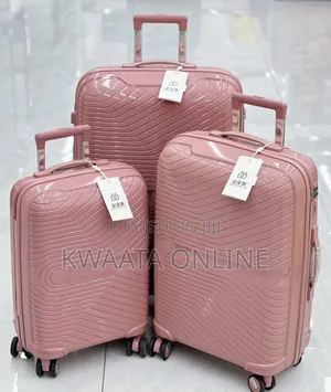 3 Pc Rubber Trolley Suitcase - Luggage Travel With Lock and 4 Wheels