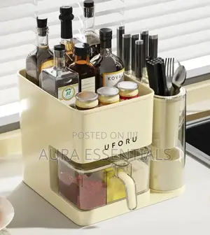 3 in 1 Kitchen Seasoning Box Spice Rack Knife Block