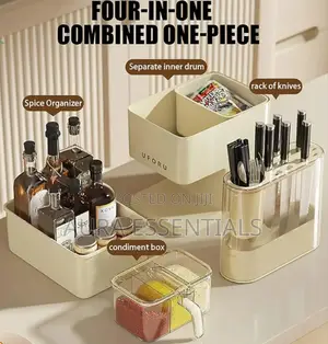 3 in 1 Kitchen Seasoning Box Spice Rack Knife Block
