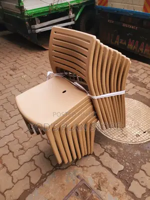 Teak Brown Outdoor Dining Plastic Chairs Armless