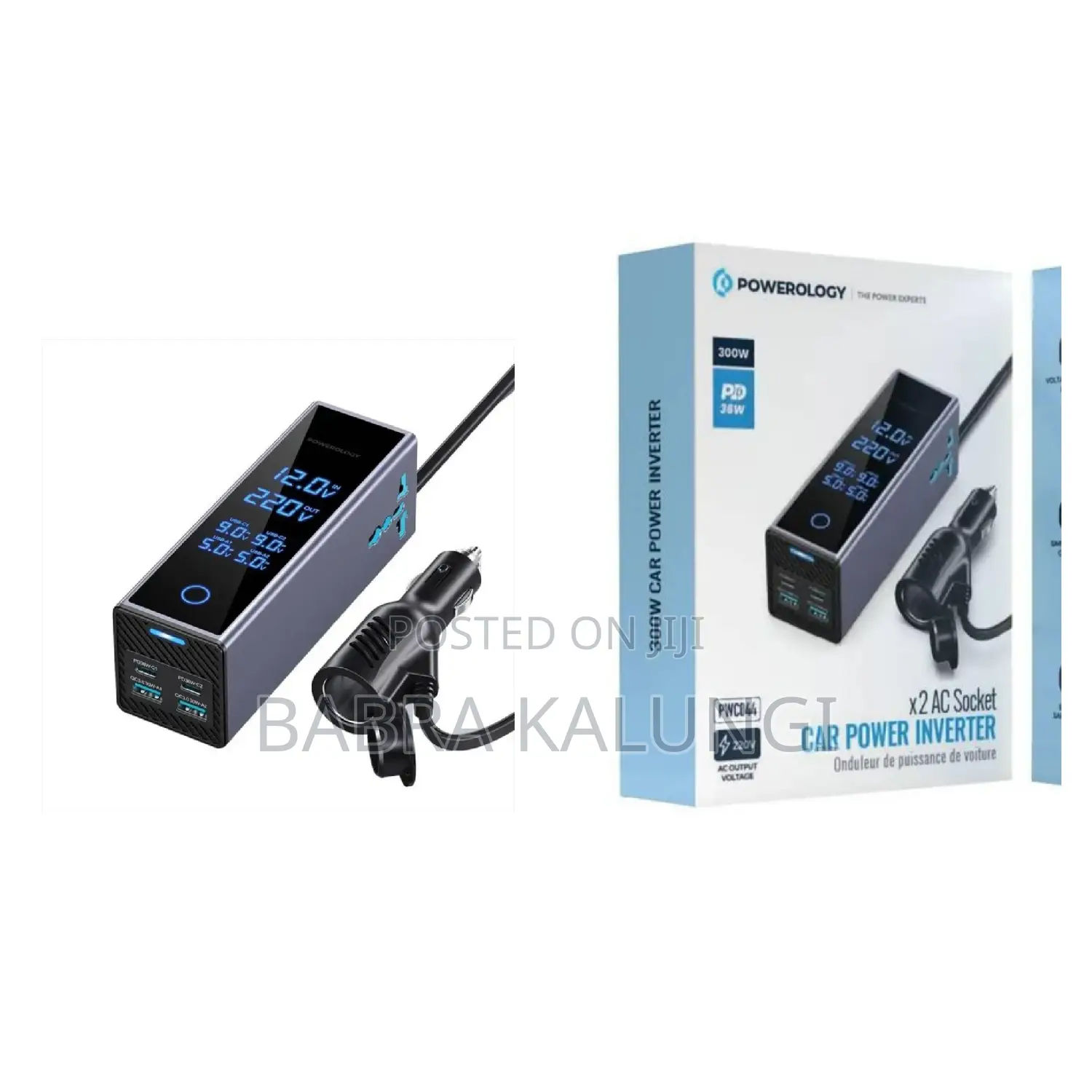 Powerology 2ac Universal 300w Socket Car Power Inverter Pd 36w