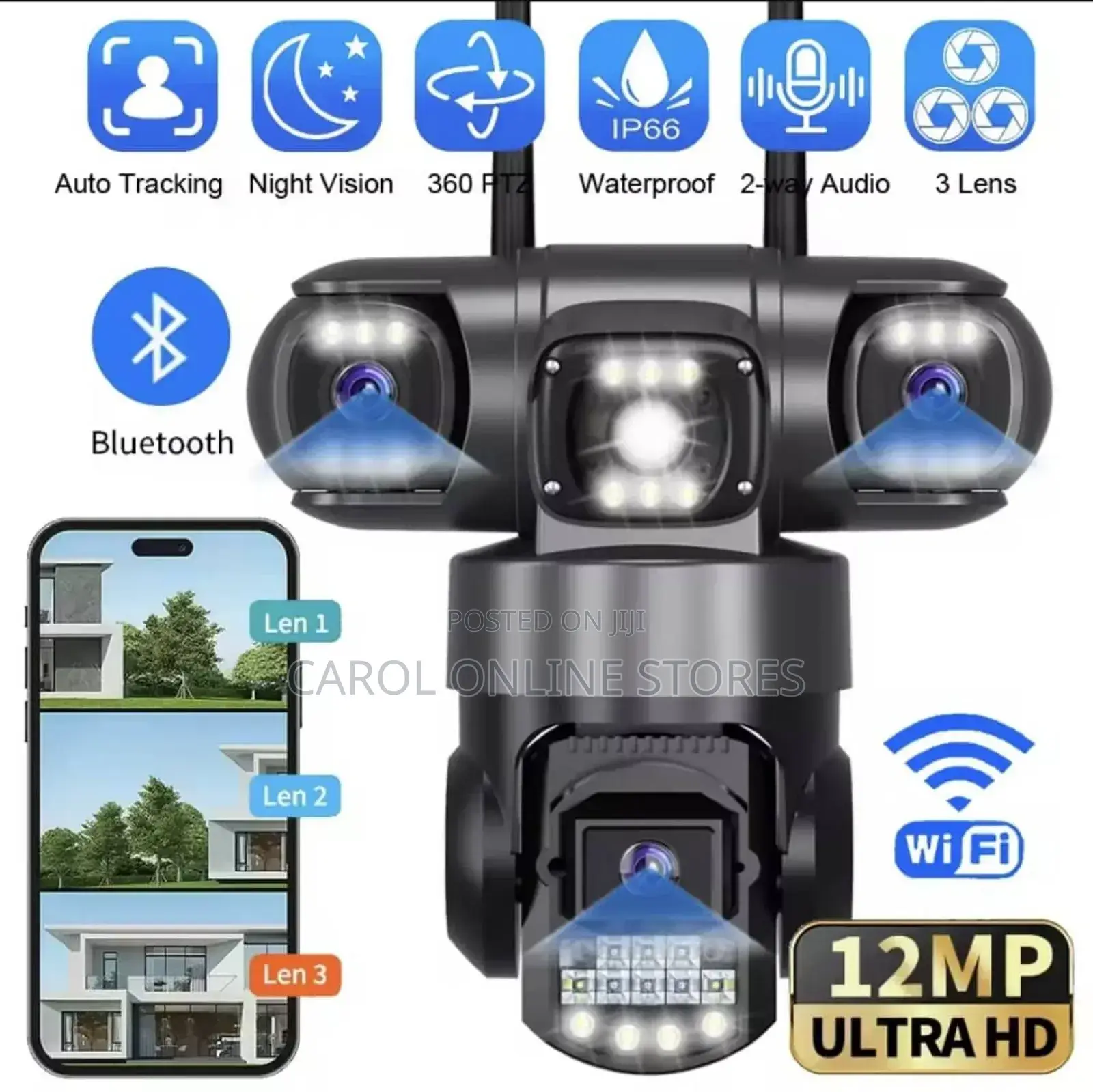 4g Solar Camera Three Lens With Motion Sensor