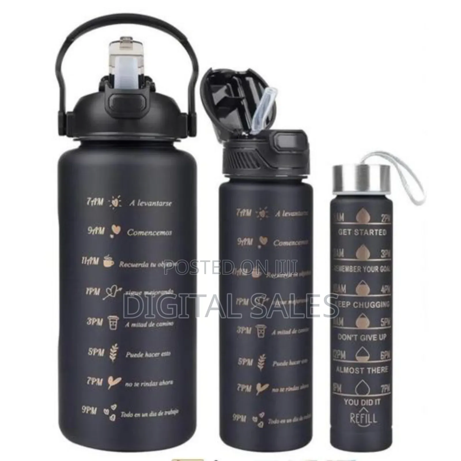 Black Support Water Bottle Set