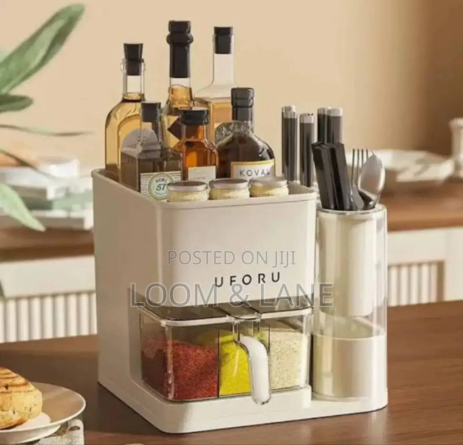 3 in 1 Kitchen Seasoning Box Spice Rack Knife Block