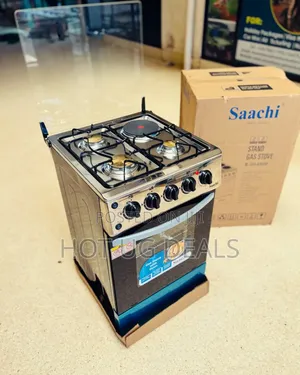 Saachi 3 Gas + 1 Electric Cooker With Gas Oven (50x50cm) - Silver
