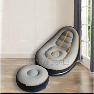 Inflatable Sofa And Foot Rest With A Manual Pump - Red, Black