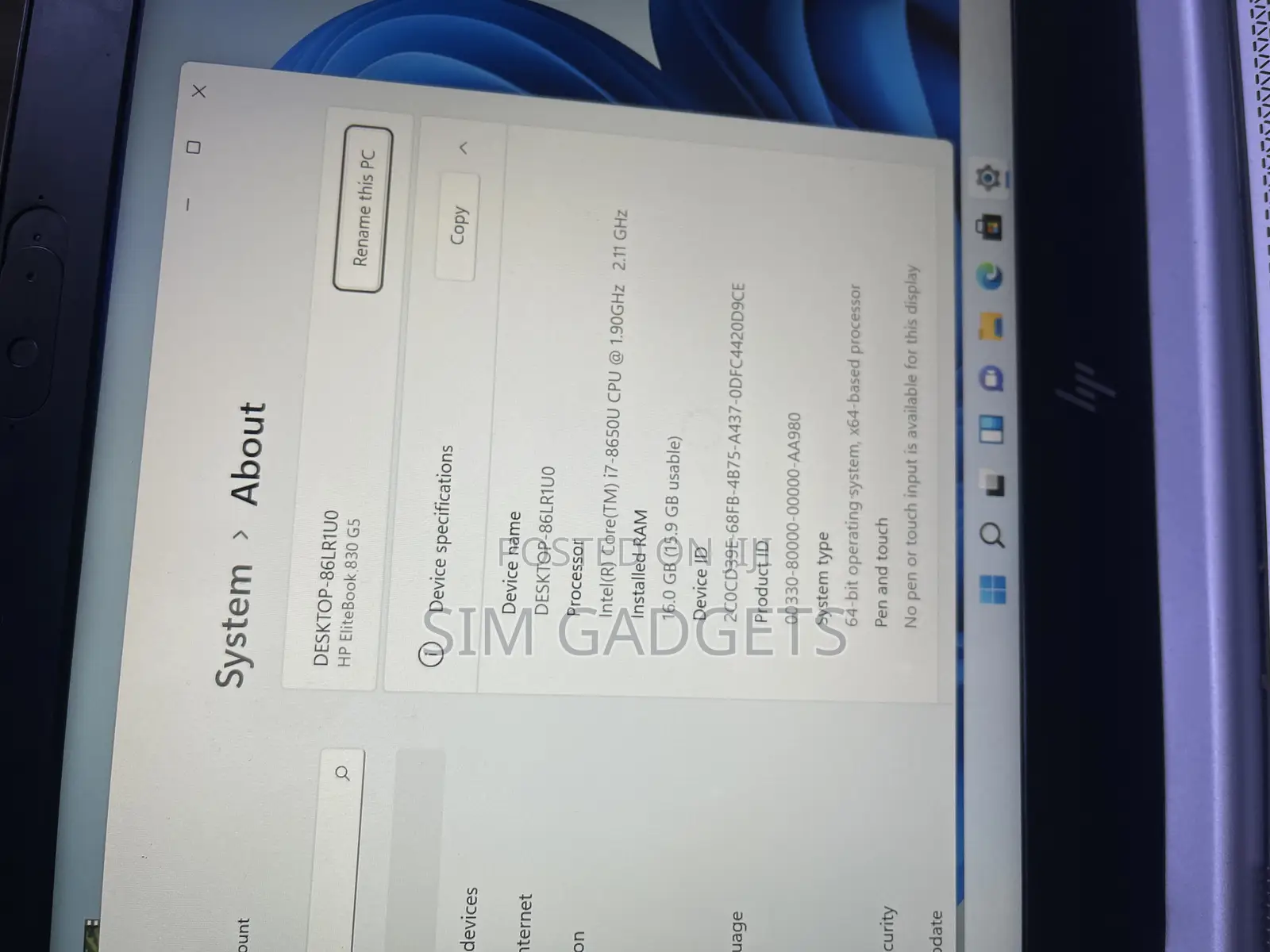 Laptop HP 16GB Intel Core i5 SSD 256GB