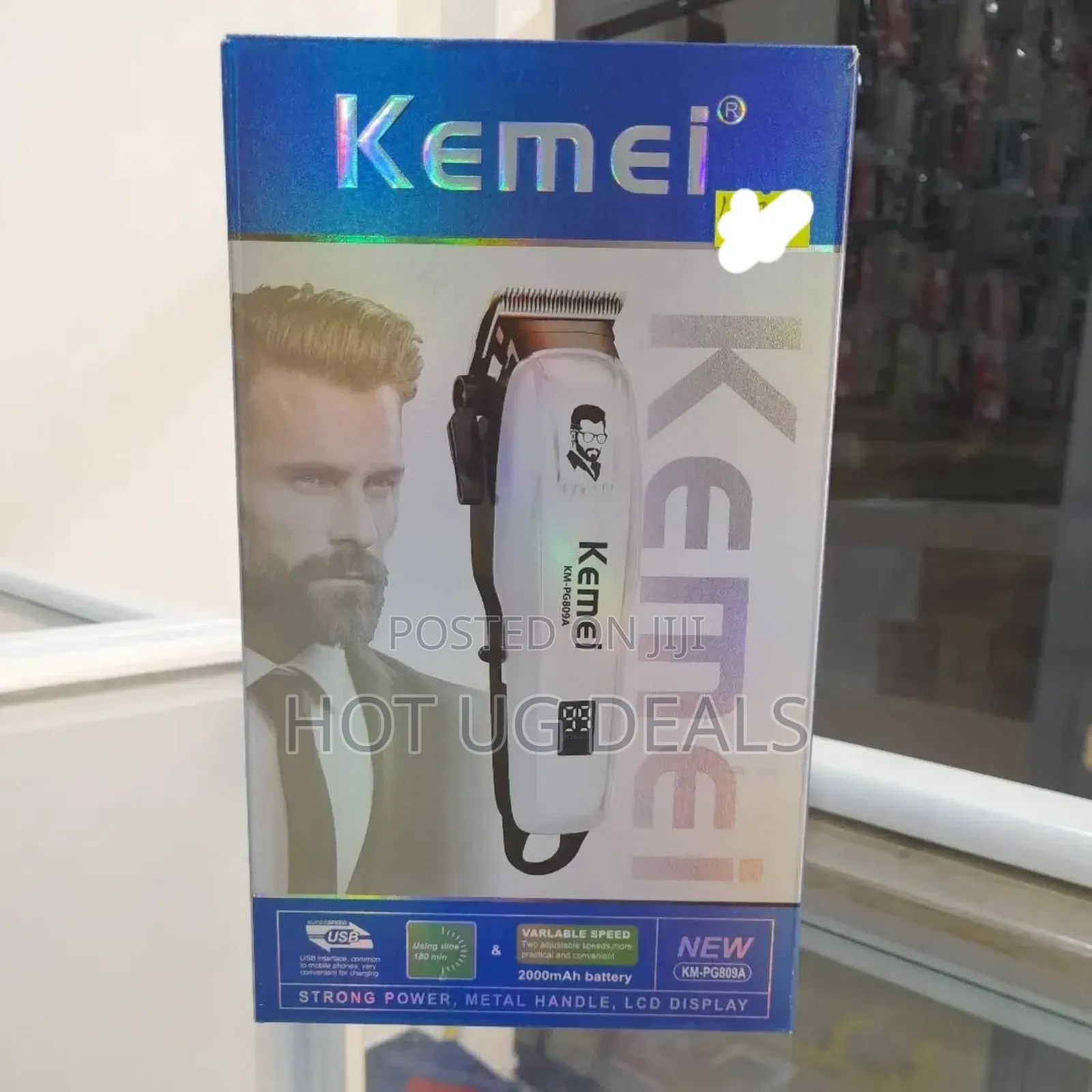 Kemei Rechargeable Professional Lcd Display Hair Clipper - Black/White