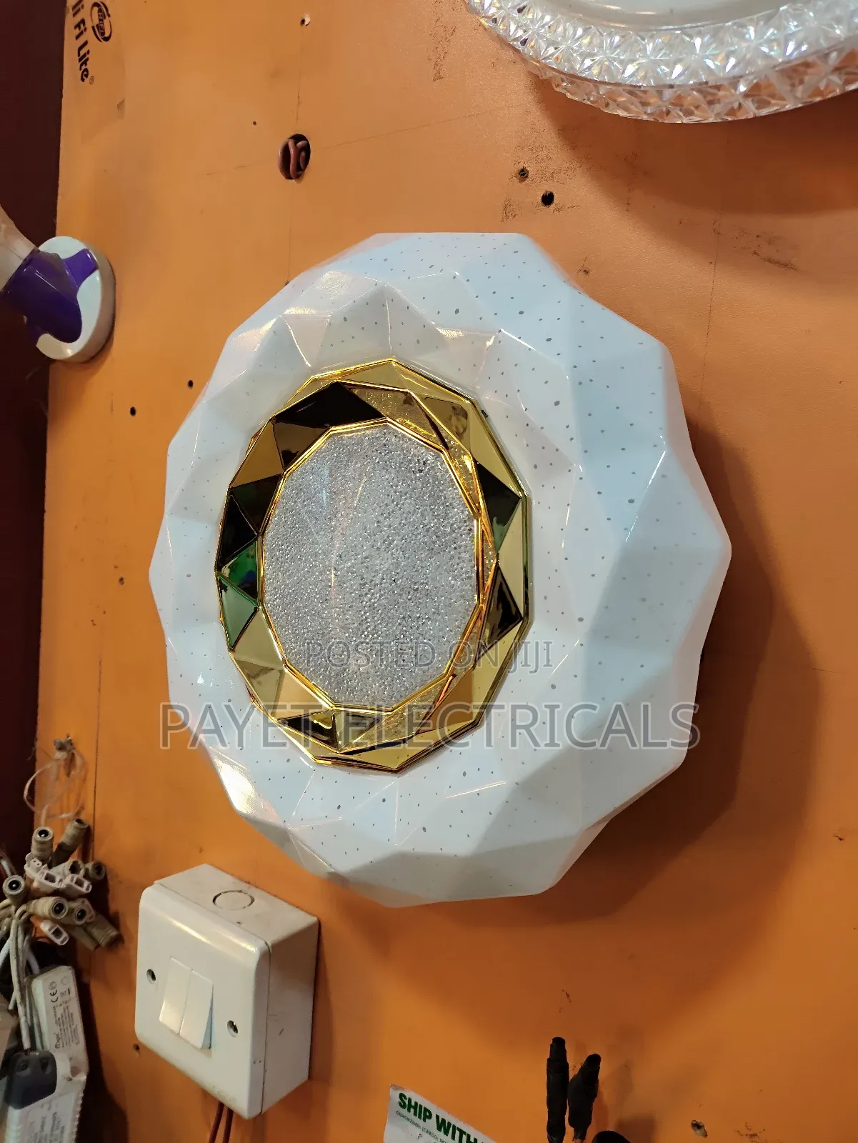 Gold and White Ceiling Light