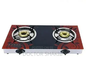 New Pixel Double Burner Glass Gas Stove With Automatic Ignition