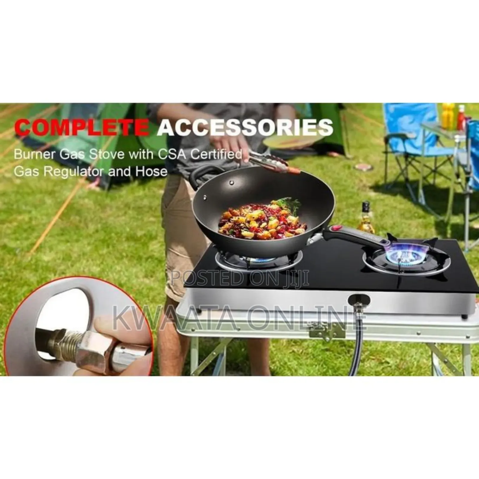 SPJ Double Burner Glass Gas Stove With Auto Ignition - Black