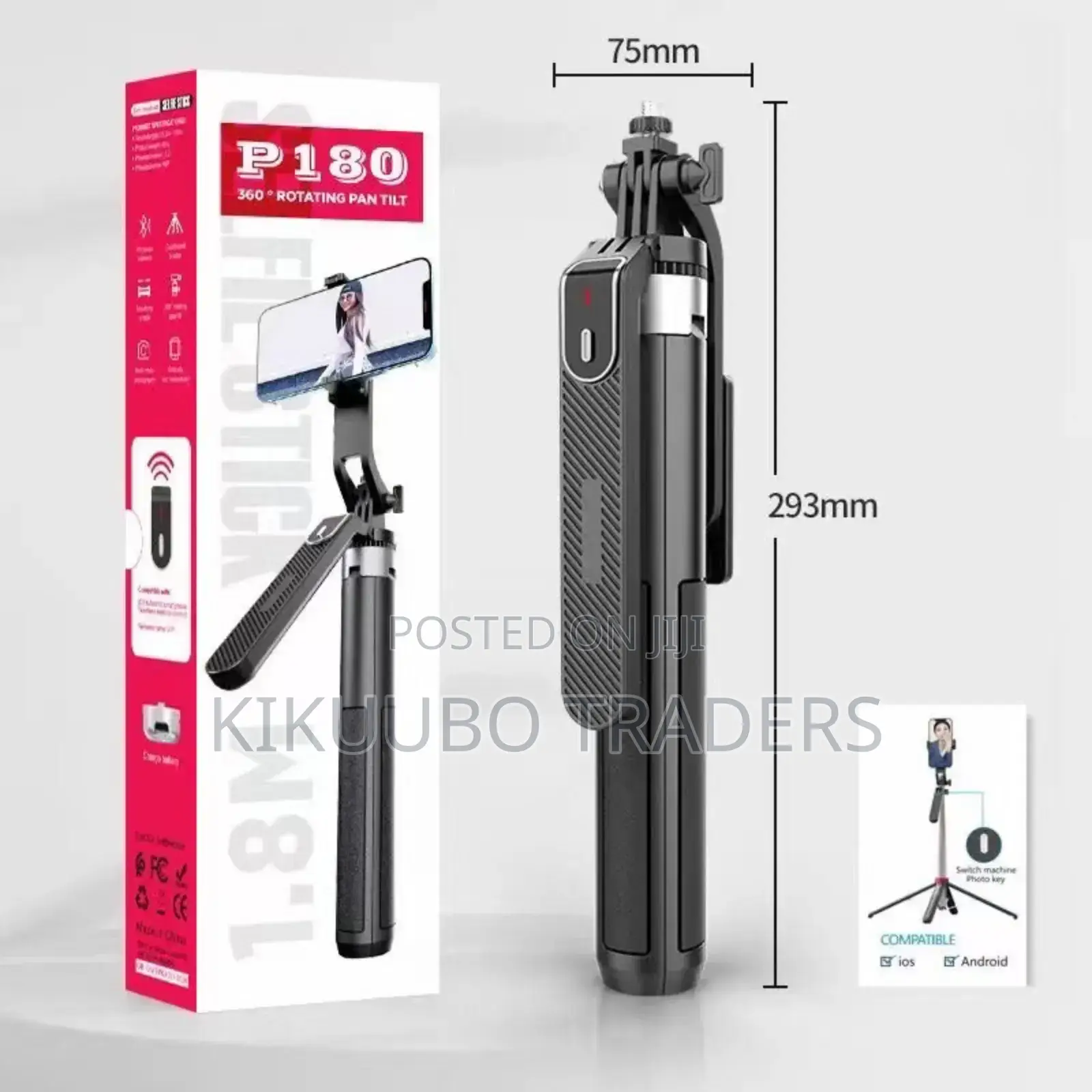 1.8m. Selfie Stick Tripod With a Rechargeable Bluetooth Remote