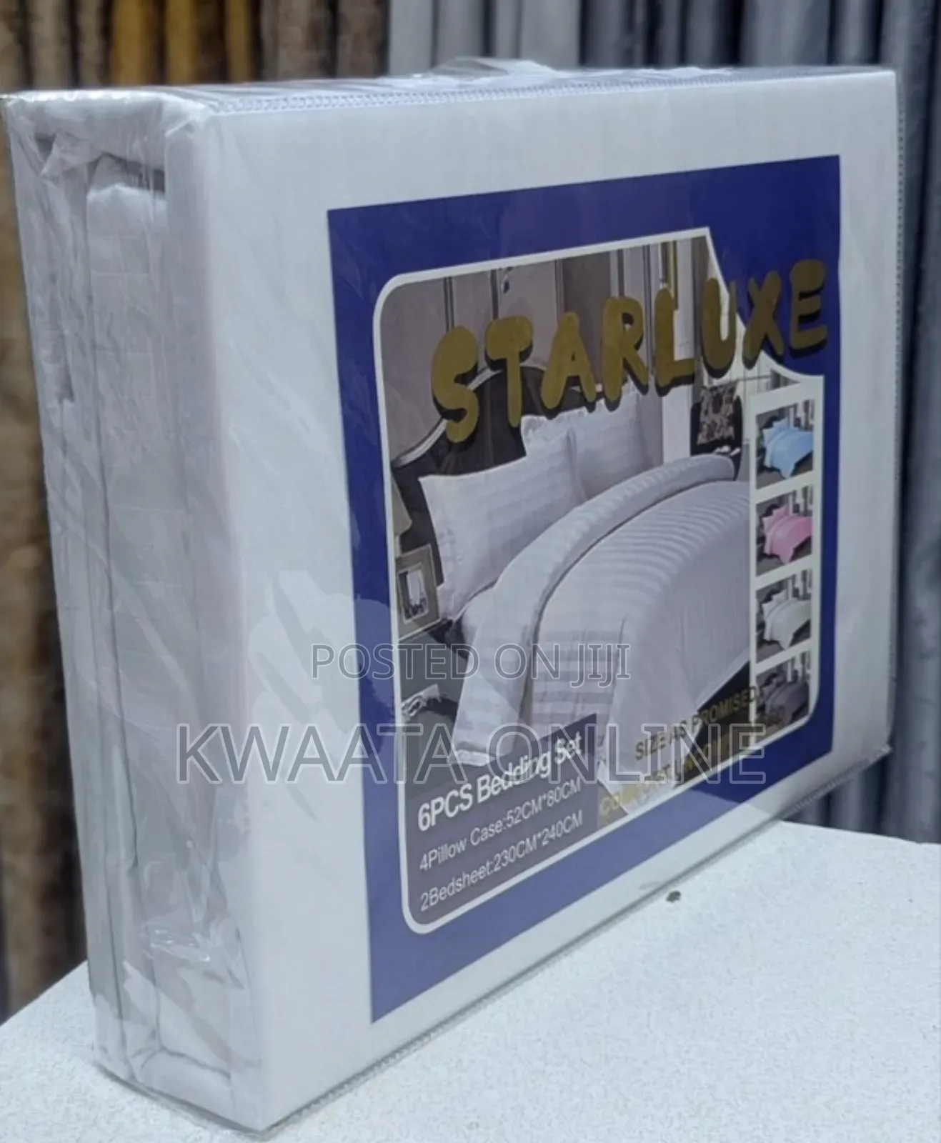 4 PC Set Star Luxe Hotel Bedsheets (6x6) King Size Striped Textured