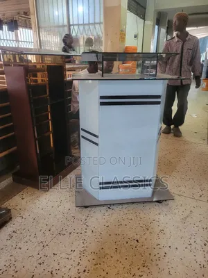 White and Black Striped Podium