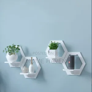 White Wall Mounted Hexagonal Floating Shelve