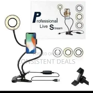 Table Clip on Selfie Ring Light With Phone Holder