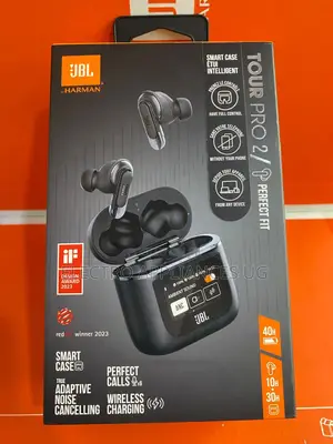 The JBL Tour Pro 2 True Wireless Noise Cancelling Earbuds.