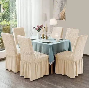 Stretch Dining Chair Covers Six Seaters Cream